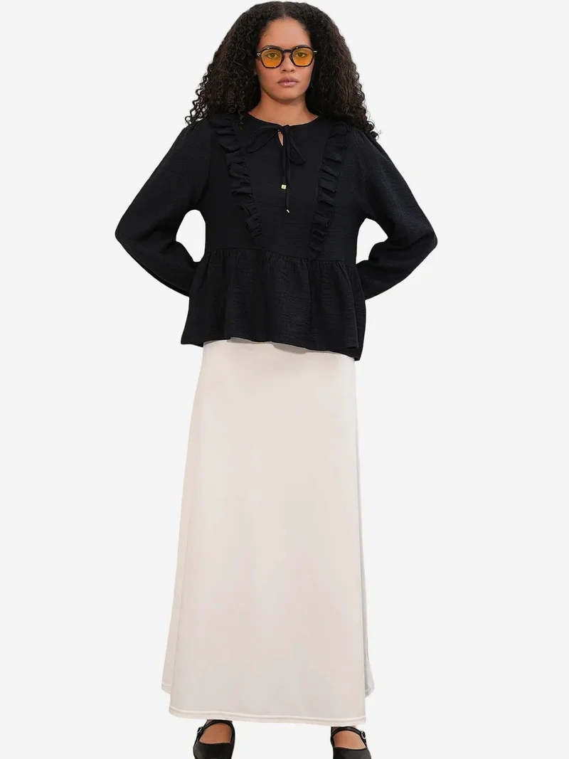 بيغ دارت BDART Frilly Woven Blouse With Tie Closure