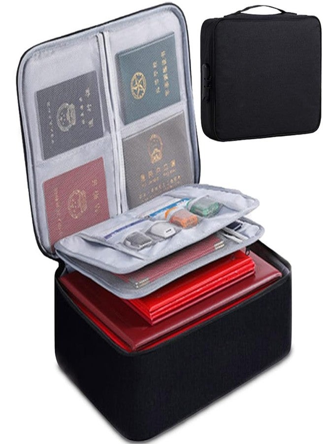 Estervig Multilayer Travel Document Organizer Bag with Lock - Waterproof File Storage for Certificates, Laptop, Passport, and More | Home Office Travel | 3-Layer Design (Black) - Image 1