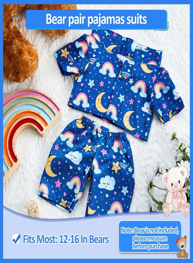 Bunnycool 2 Pcs PJ's Bear Clothes Outfit, Fit Most 12-16 Inch Bears Stuffed Clothes Pajamas Plushy for Stuffed , Pre Kindergarten Toys(Blue,Pajamas) - Image 2