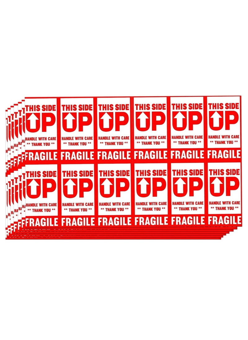 Rubik - 250pcs Fragile Label Stickers (9 x 5cm) This Side Up Handle With Care Vertical Warning Sign Labels for Safe Shipping Moving Packaging - Image 1