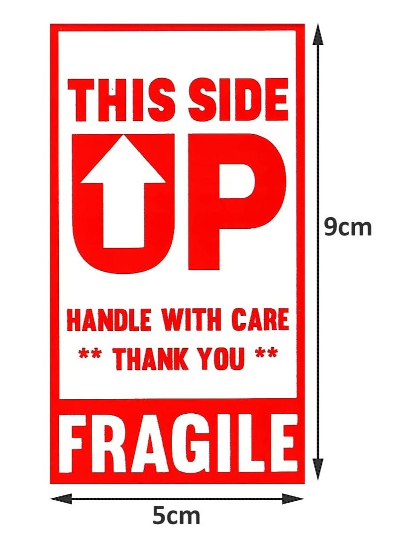 Rubik - 250pcs Fragile Label Stickers (9 x 5cm) This Side Up Handle With Care Vertical Warning Sign Labels for Safe Shipping Moving Packaging - Image 1