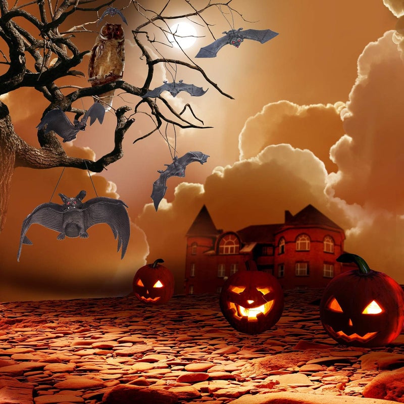 JOVITEC 24 Pieces Halloween Hanging Bats Decoration Rubber Realistic Spooky Bats for Halloween Party Favors and Decoration 5 Sizes - Image 3