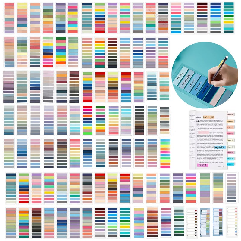 1600 Pcs Morandi Index Labels In 8 Sets Assorted Varieties Transparent Writable PET Sticky Notes For Document Indexing Marking Mistakes Highlighting Key Points Book Organizing Loose Leaf Papers Notebook Planning - Image 1