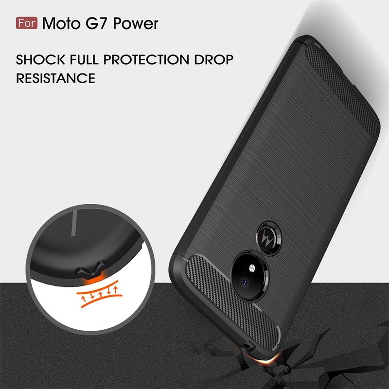 HuHa Case Cover Brushed Texture Carbon Fiber TPU Case for Motorola Moto G7 Power EU Version(Black) - Image 5