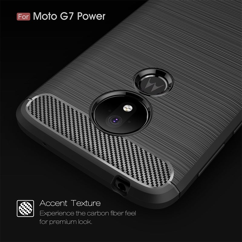 HuHa Case Cover Brushed Texture Carbon Fiber TPU Case for Motorola Moto G7 Power EU Version(Black) - Image 3