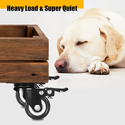 QNCZ 2 Caster Wheels Casters Set of 4 Heavy Duty but Silent Excellent Locking Casters with Polyurethane PU Wheels Swivel Plate Castor Wheels for Cart Furniture Workbench - Image 3