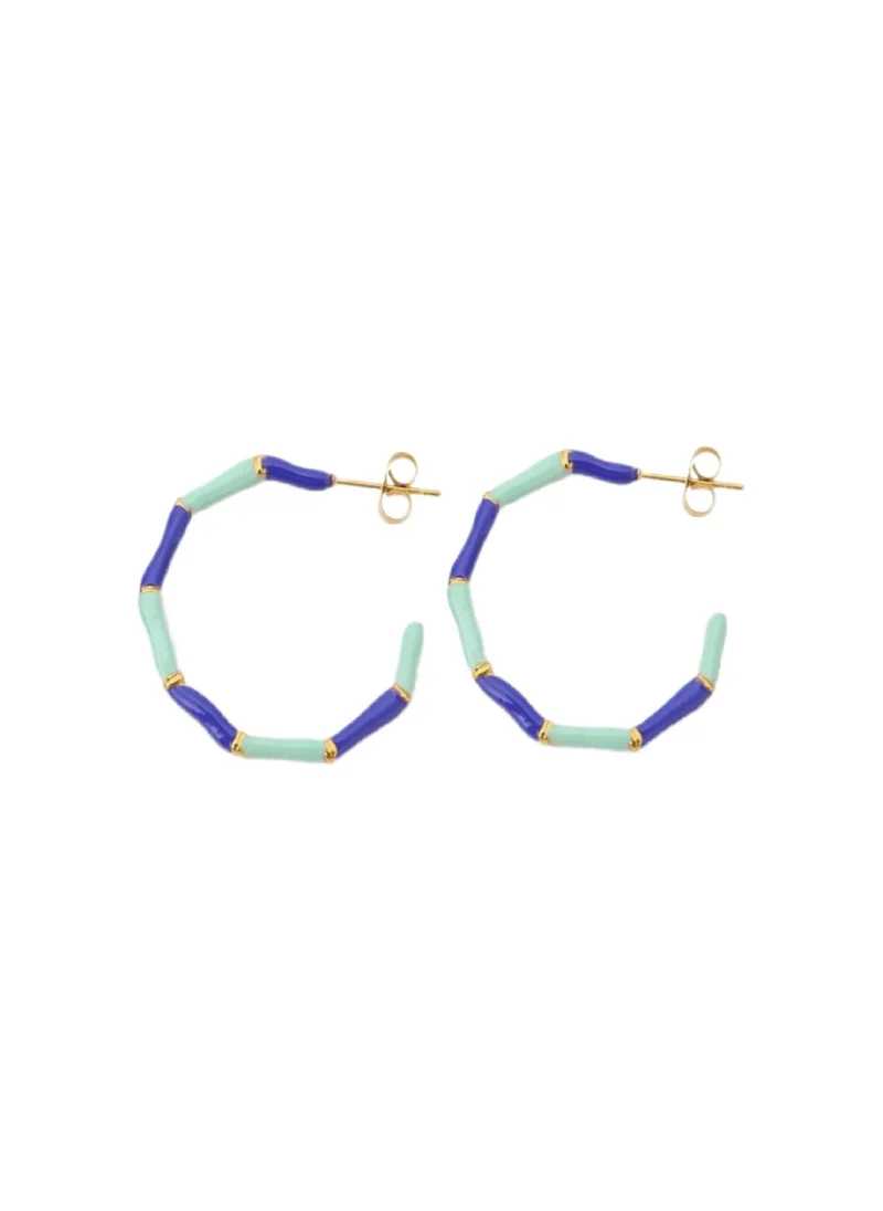 KIRA enamel hoops earrings blue