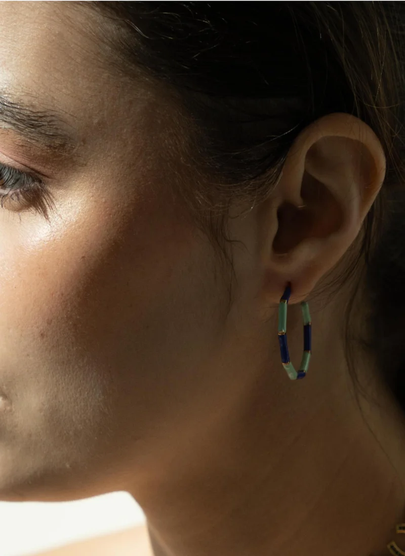 AMIE Dubai Blue KIRA enamel hoops earrings blue for Women | Best Price UAE