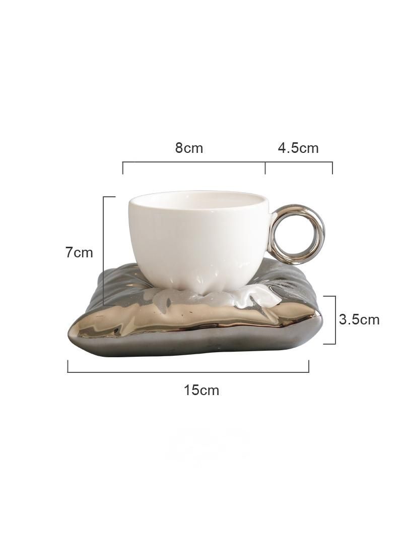 Creative Macaron Pillow Coffee Cup Ice Cream Ceramic Mug Silver  - Image 2