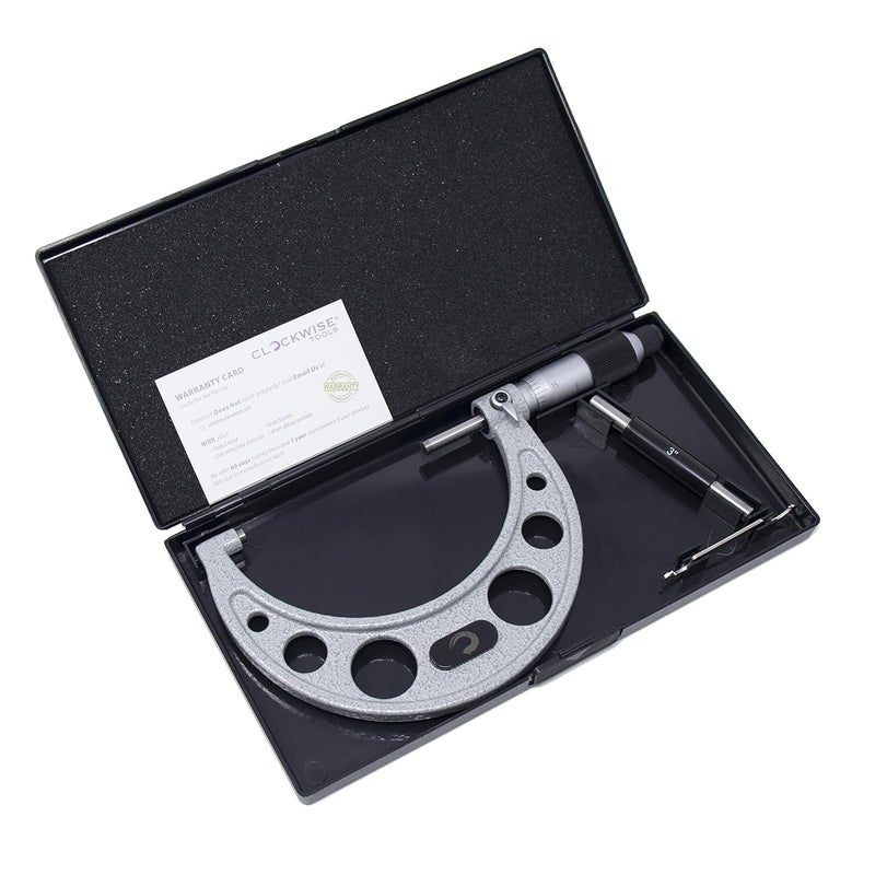 Clockwise Tools MMTR-04 Premium Outside Micrometer with Carbide Tip 3-4" Measuring Range 0.0001" Graduation Precision Machinist Tool - Image 3