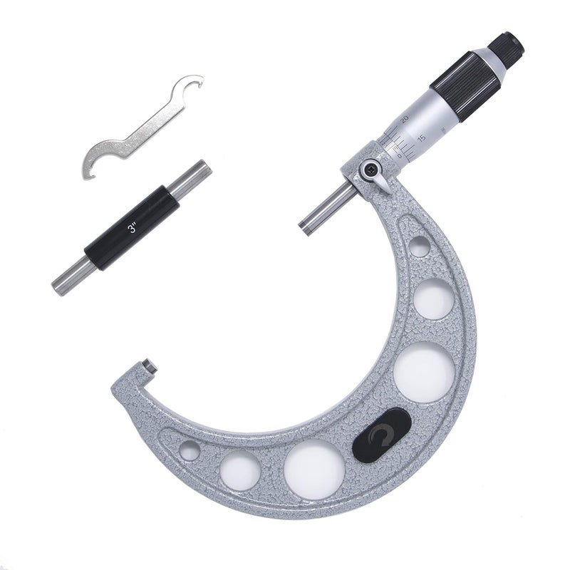 Clockwise Tools MMTR-04 Premium Outside Micrometer with Carbide Tip 3-4" Measuring Range 0.0001" Graduation Precision Machinist Tool - Image 2