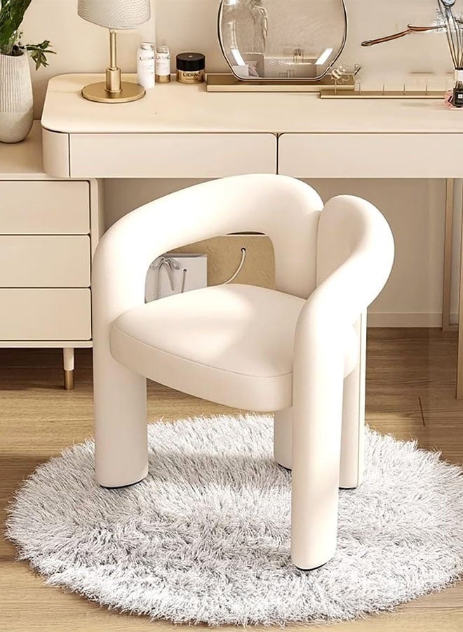JOMILA Modern Vanity Chair, Fluffy Single Sofa, Minimalist Makeup Desk Chairs for Bedroom, Living Room, 61 x 56 x 78 cm (White) - Image 1