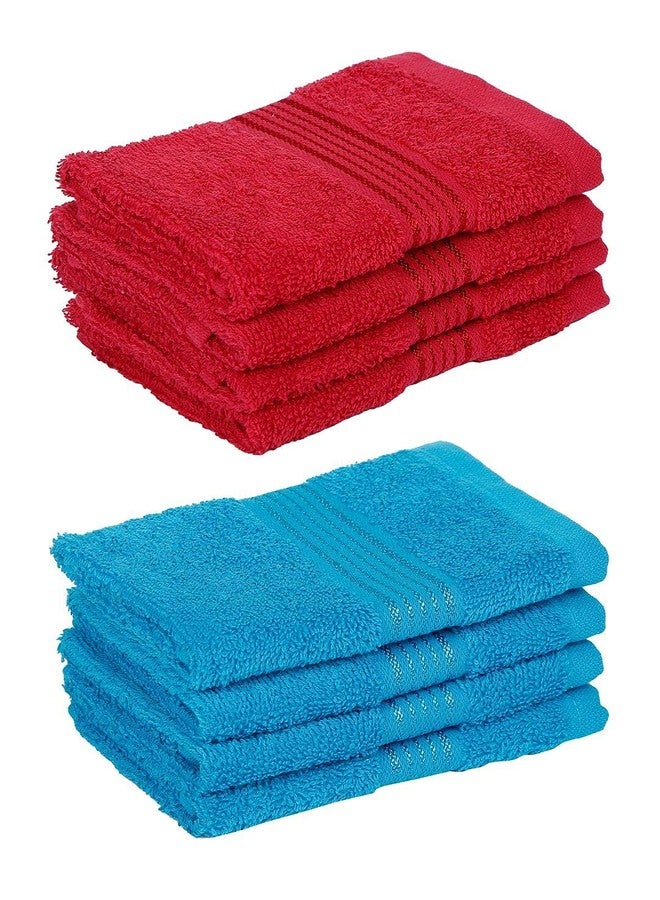 KOPA Quick Dry 100% Cotton Soft Terry Towel -8pc Face Towel (d'ross) | Quick Dry 100% Cotton | Super Absorbent, Lightweight, Odour Free - for Men, Women, Kids Solid-red/Turq - Image 3