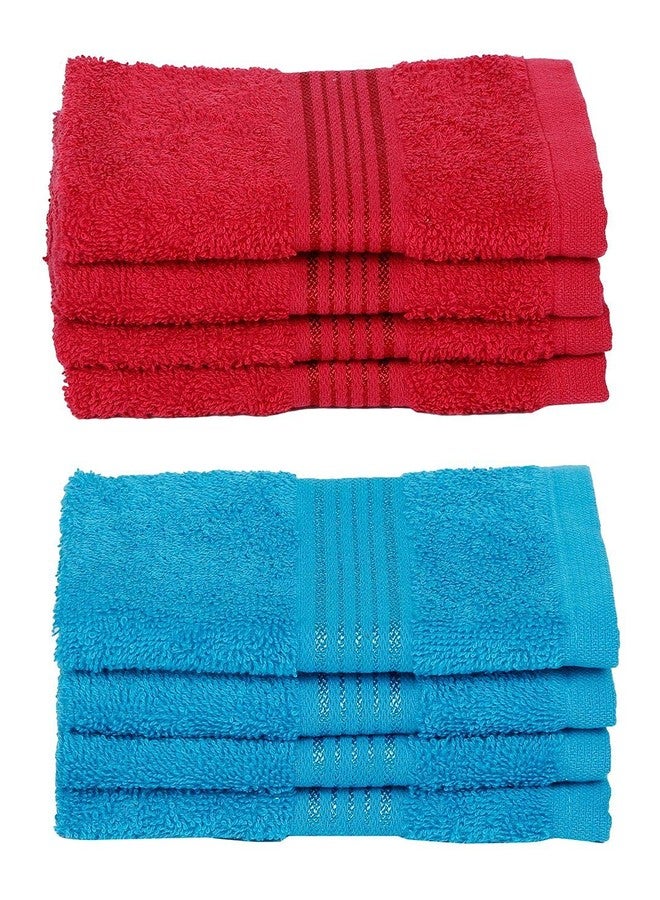 KOPA Quick Dry 100% Cotton Soft Terry Towel -8pc Face Towel (d'ross) | Quick Dry 100% Cotton | Super Absorbent, Lightweight, Odour Free - for Men, Women, Kids Solid-red/Turq - Image 2