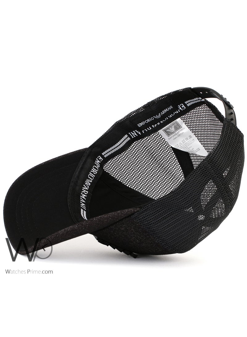EMPORIO ARMANI Emporio Armani Trucker Cap Black Gray Color Cotton Hat For Men - Image 4