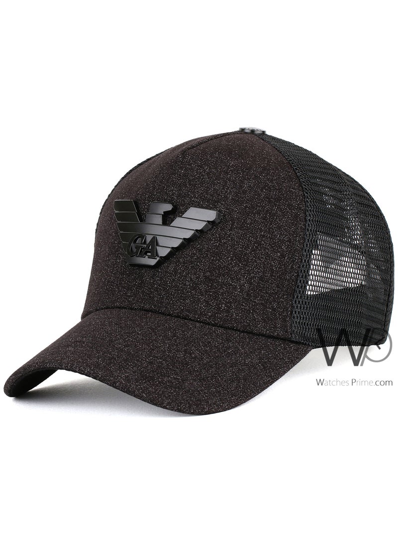 EMPORIO ARMANI Emporio Armani Trucker Cap Black Gray Color Cotton Hat For Men - Image 1