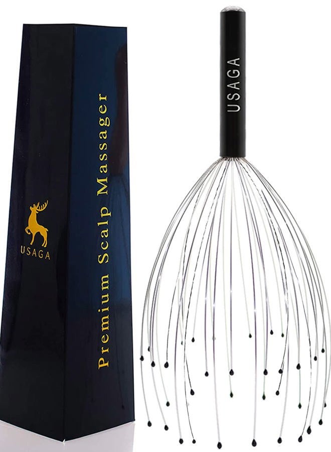 USAGA 36 Fingers Head Massager Scalp Massager Head Scratcher for Head Body Relaxing (Black) - Image 1