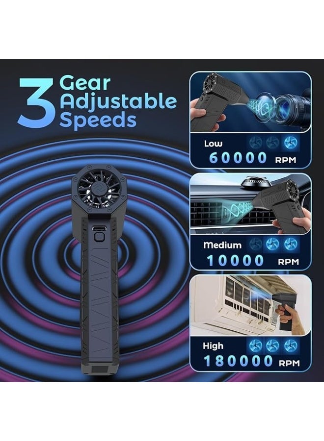 Portable Cordless Electric Air Duster – 130,000 RPM Super‑Jet Fan, 3 Speeds, Rechargeable via USB‑C for Car, Keyboard, Lens & PC Cleaning  - Image 3