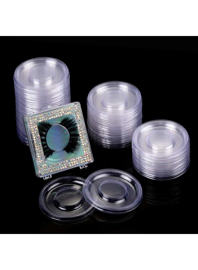 Blulu 100 Pieces Round Eyelash Tray Holder Plastic Eye Lash Trays Lid for False Eyelash Storage Case Empty Holder Box Packaging Box Cosmetic Container (Transparent) - Image 4