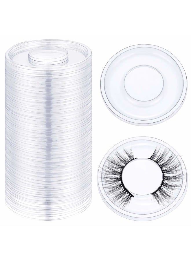 Blulu 100 Pieces Round Eyelash Tray Holder Plastic Eye Lash Trays Lid for False Eyelash Storage Case Empty Holder Box Packaging Box Cosmetic Container (Transparent) - Image 1