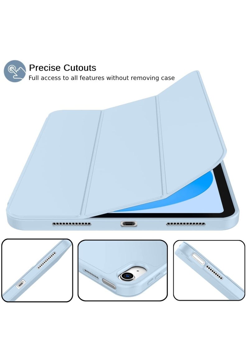 MUNTAQI New iPad 10.9 Inch Case 2022 (10th Gen) with Pencil Holder, Trifold Stand Smart Case, Soft TPU Back, Auto Wake/Sleep (Sky Blue) - Image 4