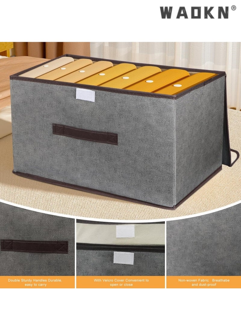 WAOKN - 4Pack Fabric Storage Bins with Lid,Foldable Closet Storage Boxes for Shelves, Large Collapsible Clothing Organizers Containers - Image 1