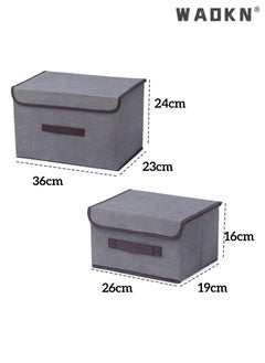WAOKN 4Pack Fabric Storage Bins with Lid,Foldable Closet Storage Boxes for Shelves, Large Collapsible Clothing Organizers Containers  - Image 2