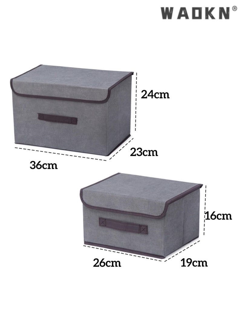 WAOKN - 4Pack Fabric Storage Bins with Lid,Foldable Closet Storage Boxes for Shelves, Large Collapsible Clothing Organizers Containers - Image 1