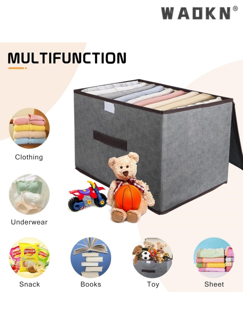 WAOKN - 4Pack Fabric Storage Bins with Lid,Foldable Closet Storage Boxes for Shelves, Large Collapsible Clothing Organizers Containers - Image 1