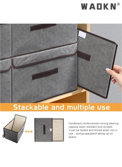 WAOKN 4Pack Fabric Storage Bins with Lid,Foldable Closet Storage Boxes for Shelves, Large Collapsible Clothing Organizers Containers  - Image 5