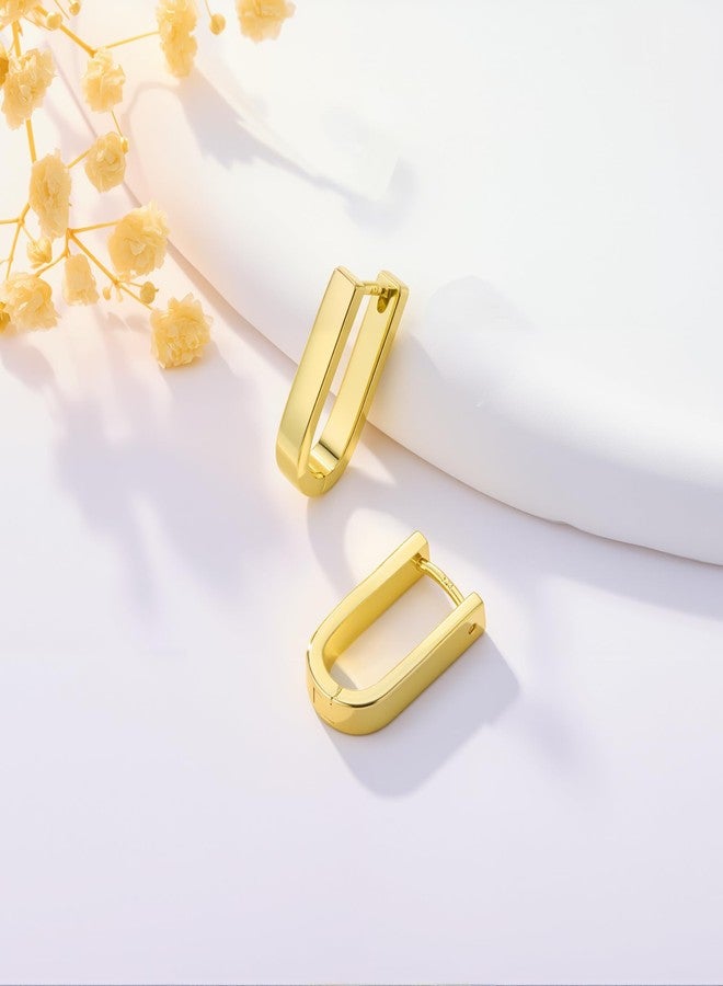 أليكس كرافت أقراط حلقية مطلية بذهب عيار 14 قيراطًا للنساء، أقراط ذهبية صغيرة وعصرية، مضادة للحساسية، مصنوعة من الفضة الإسترليني عيار 925، أقراط حلقية مربعة صغيرة وسميكة، هدية مجوهرات - Image 2