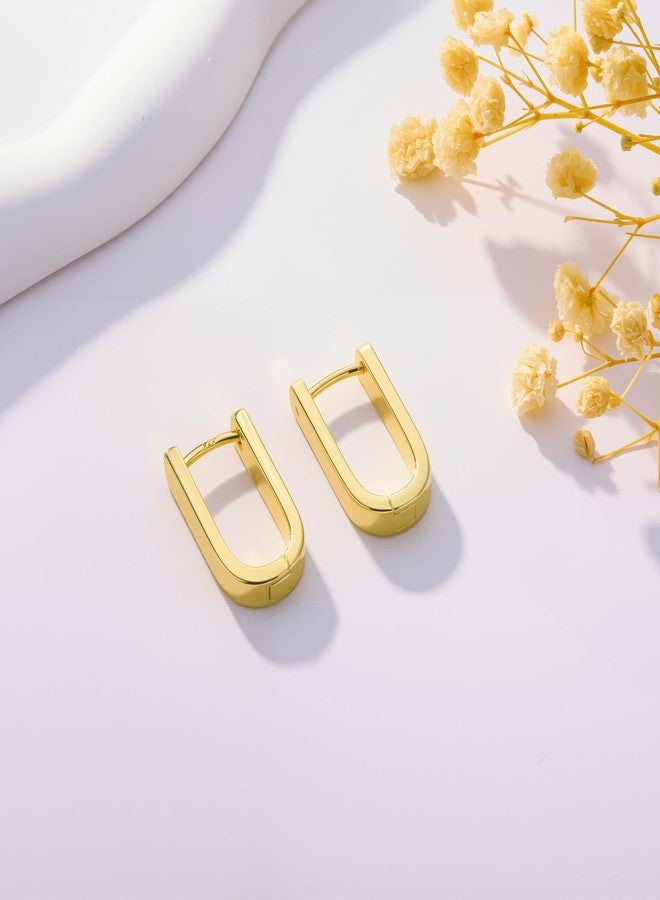 أليكس كرافت أقراط حلقية مطلية بذهب عيار 14 قيراطًا للنساء، أقراط ذهبية صغيرة وعصرية، مضادة للحساسية، مصنوعة من الفضة الإسترليني عيار 925، أقراط حلقية مربعة صغيرة وسميكة، هدية مجوهرات - Image 4