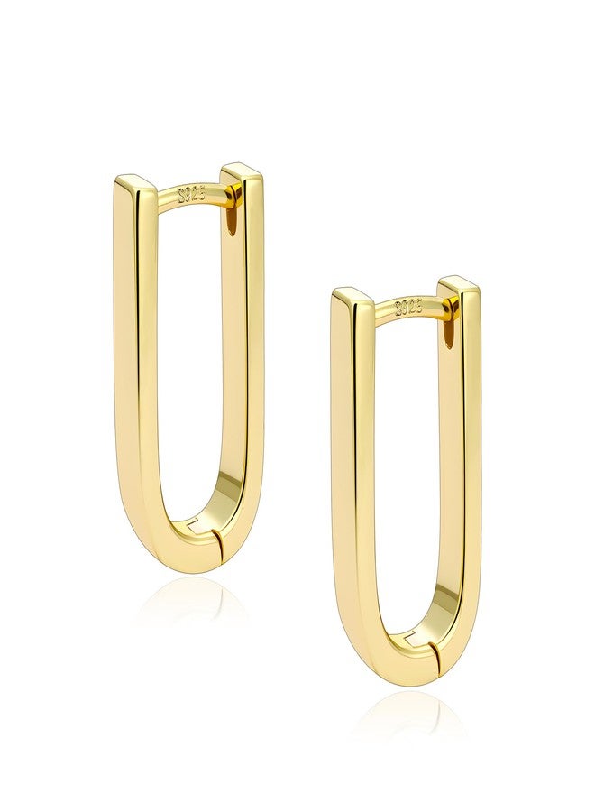 أليكس كرافت أقراط حلقية مطلية بذهب عيار 14 قيراطًا للنساء، أقراط ذهبية صغيرة وعصرية، مضادة للحساسية، مصنوعة من الفضة الإسترليني عيار 925، أقراط حلقية مربعة صغيرة وسميكة، هدية مجوهرات - Image 1