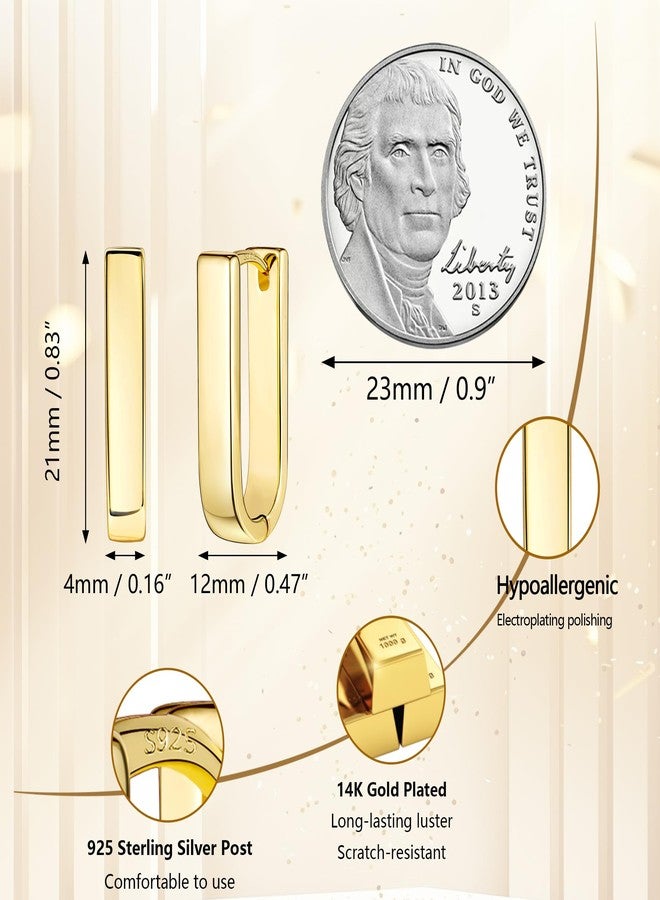 أليكس كرافت أقراط حلقية مطلية بذهب عيار 14 قيراطًا للنساء، أقراط ذهبية صغيرة وعصرية، مضادة للحساسية، مصنوعة من الفضة الإسترليني عيار 925، أقراط حلقية مربعة صغيرة وسميكة، هدية مجوهرات - Image 5