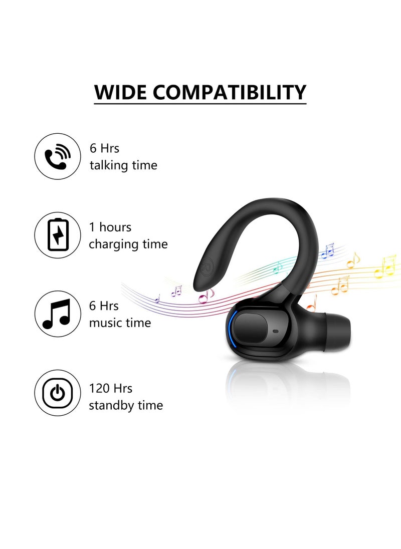 KASTWAVE Bluetooth Headset, Wireless Bluetooth Earpiece V5.2 Headphones with Mic Noise Canceling In Ear Bluetooth Headset Earphones Earbuds for Business Office Driving Black  - Image 5