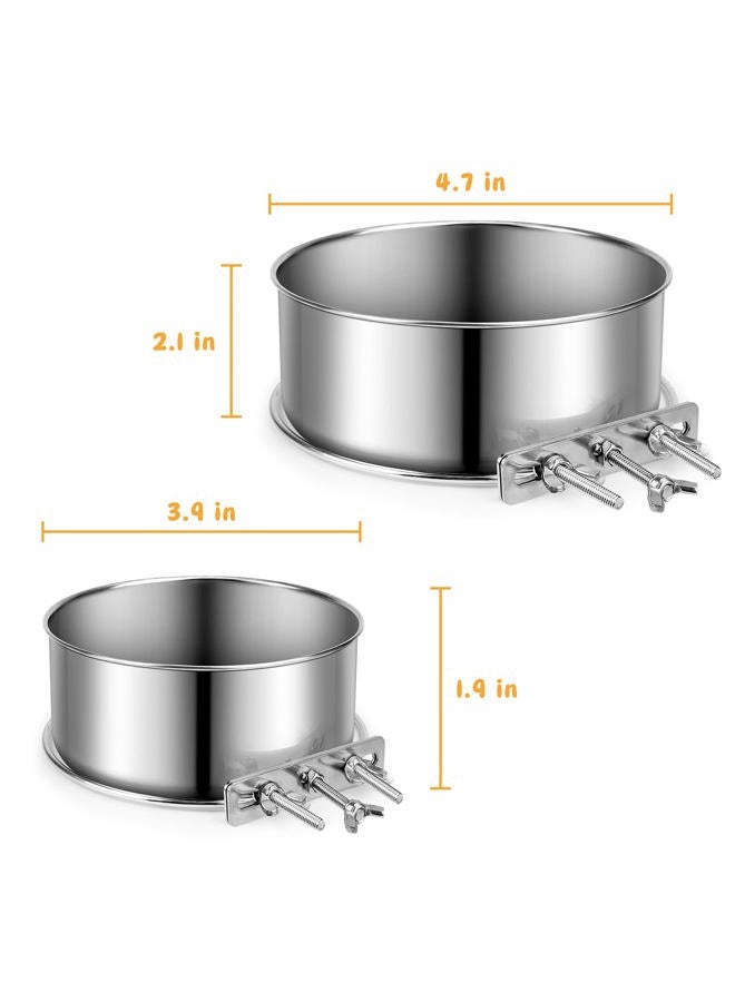 ShineMe Water Bowl for Dog Crate, ShineMe Stainless Steel Pet Food Bowls for Kennel Cage No Spill, Attachable Dog Crate Bowls Hanging 2 Pack for Medium and Small Sized Dog (5.5 * 2.9” & 4.9 * 3.3”) - Image 2