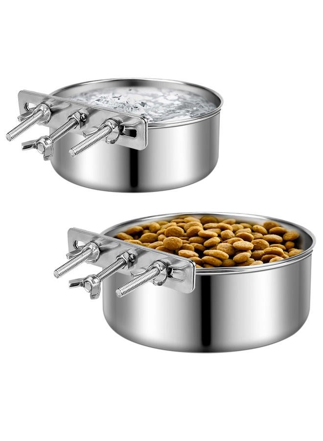 ShineMe Water Bowl for Dog Crate, ShineMe Stainless Steel Pet Food Bowls for Kennel Cage No Spill, Attachable Dog Crate Bowls Hanging 2 Pack for Medium and Small Sized Dog (5.5 * 2.9” & 4.9 * 3.3”) - Image 1