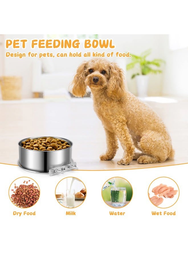 ShineMe Water Bowl for Dog Crate, ShineMe Stainless Steel Pet Food Bowls for Kennel Cage No Spill, Attachable Dog Crate Bowls Hanging 2 Pack for Medium and Small Sized Dog (5.5 * 2.9” & 4.9 * 3.3”) - Image 3