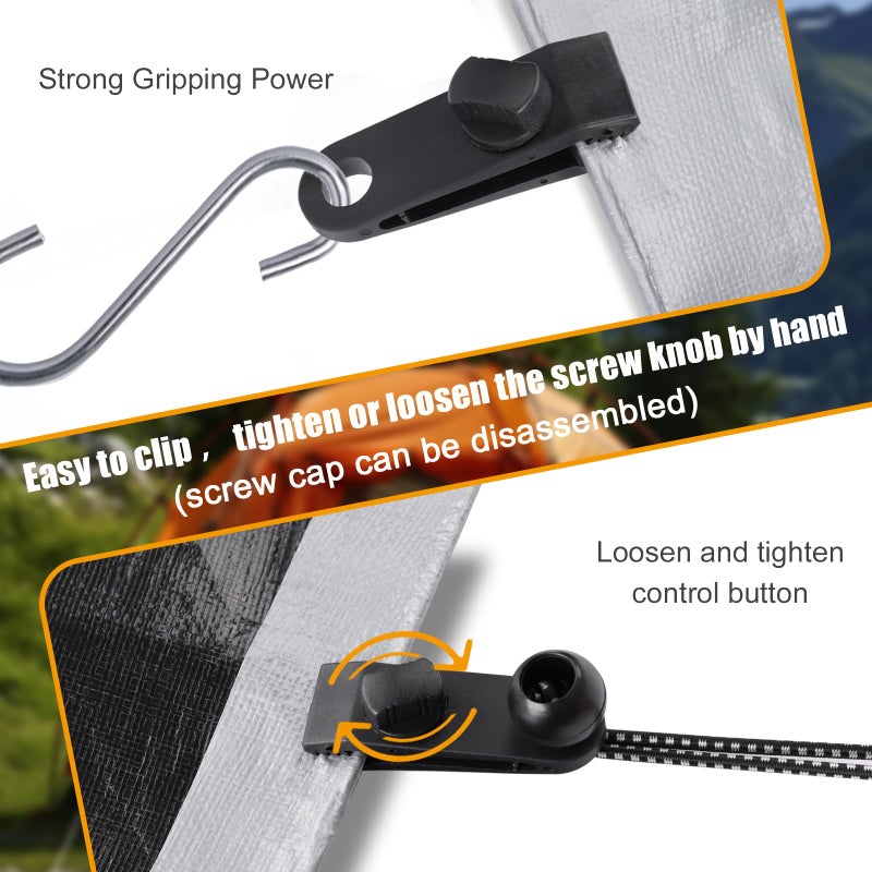 Axlksia Tarp Clips Heavy Duty Lock Grip, 20 Pack Tarp Clamps, Shade Cloth Clips Fasteners, Pool Awning Cover Bungee Cords Clips, Car Cover Clamp - Image 2