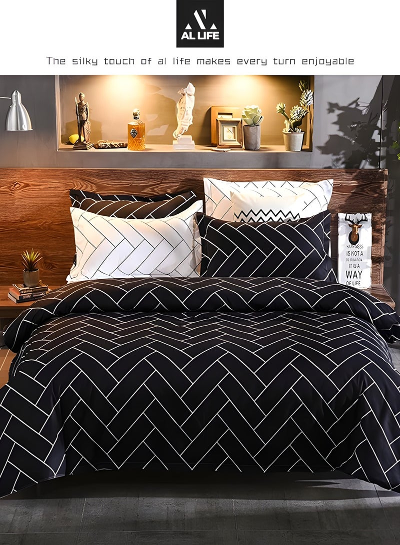 Al LIFE AI LIFE Super King Bedsheet Set - Complete 6-Piece Bedding Set with Duvet Cover, Fitted Sheet, and 4 Pillowcases - Luxury Microfiber Fabric with Deep Pockets for Secure Fit and Year-Round Comfort  - Image 1
