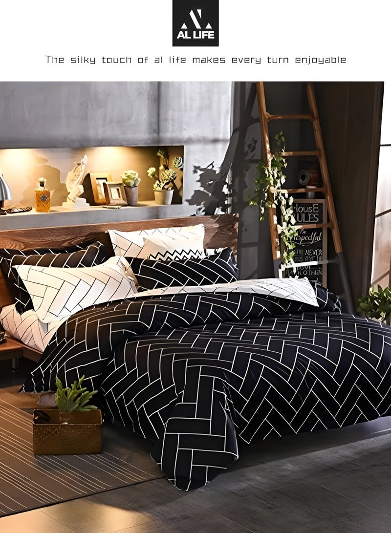 Al LIFE AI LIFE Super King Bedsheet Set - Complete 6-Piece Bedding Set with Duvet Cover, Fitted Sheet, and 4 Pillowcases - Luxury Microfiber Fabric with Deep Pockets for Secure Fit and Year-Round Comfort  - Image 2
