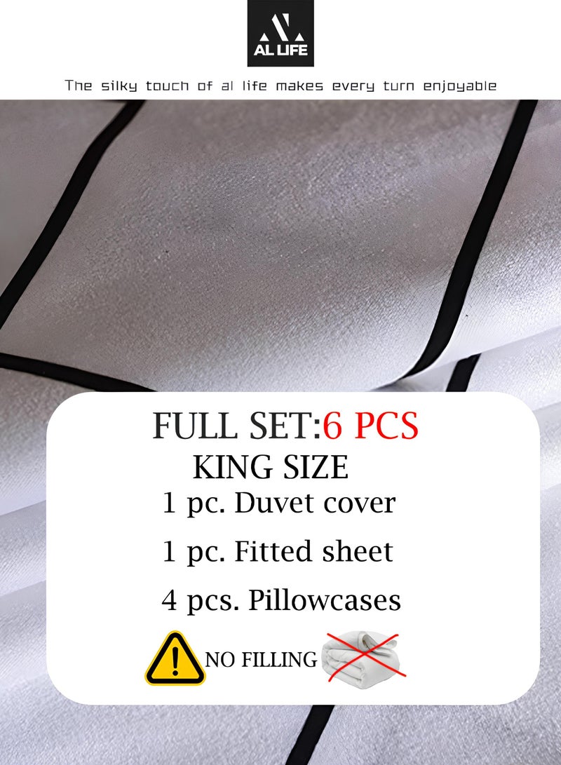Al LIFE AI LIFE Super King Bedsheet Set - Complete 6-Piece Bedding Set with Duvet Cover, Fitted Sheet, and 4 Pillowcases - Luxury Microfiber Fabric with Deep Pockets for Secure Fit and Year-Round Comfort  - Image 5
