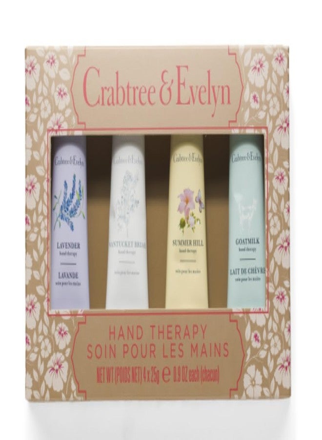 Crabtree & Evelyn Hand Therapy 4-Pack (0.9 oz Each) (Goatmilk, Summer Hill, Nantucket Briar, Lavender) - Image 1