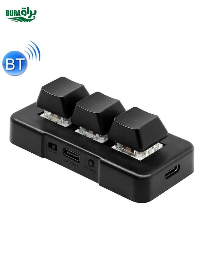 BURAQ MK321BT Bluetooth 5.1 3 Keys Custom Keys Game Office PS Clip Macro Programming Keypad(Black)  - Image 2