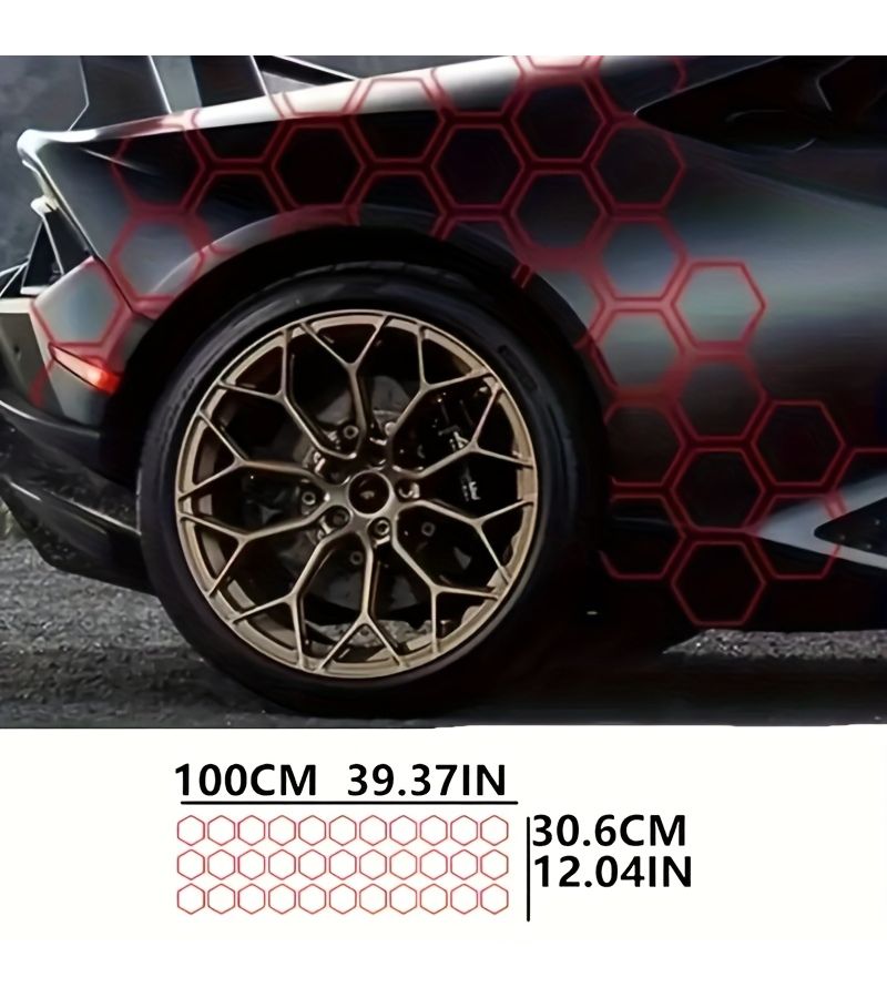White 33 Pieces Hexagon Combo Sport Car Vinyl Decal Sticker Set - Image 3