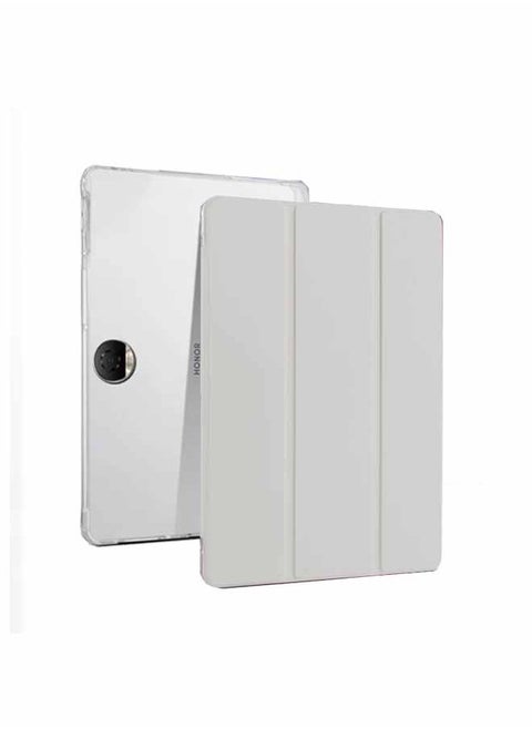 Case for Honor Pad 9 12.1 Inch,Transparent Airbag With Pen Slot For Anti Drop, Tablet Protective Cover, Triple Fold Multi Angle Design, Automatic Wake-up/sleep, Soft Leather,Grey