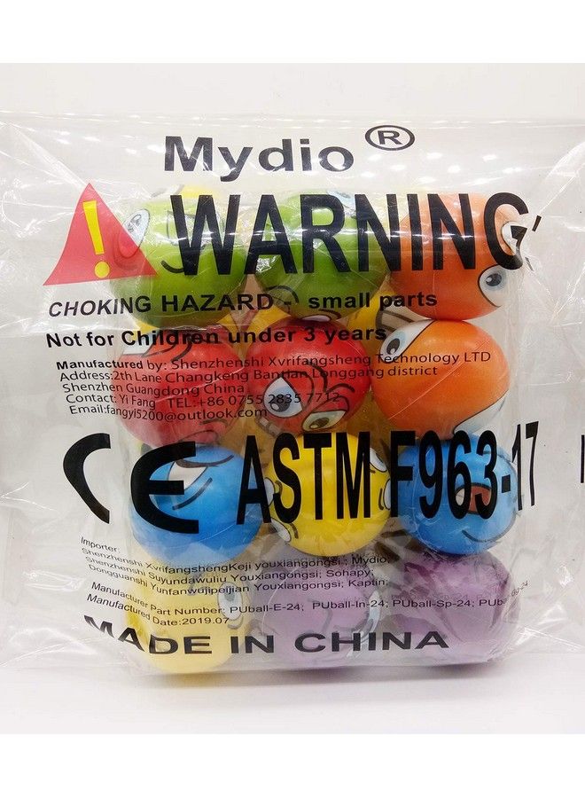 Mydio Set Of 24 Stress Balls Stress Reliver Party Favor Soft Pu Ball Assorted Colors Random Pattern Party Toys Kids Play Ball Tent Ball Toddler Ball 24 Pack - Image 5