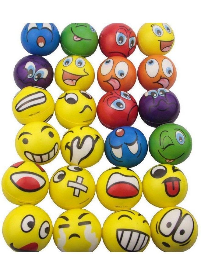 Mydio Set Of 24 Stress Balls Stress Reliver Party Favor Soft Pu Ball Assorted Colors Random Pattern Party Toys Kids Play Ball Tent Ball Toddler Ball 24 Pack - Image 1