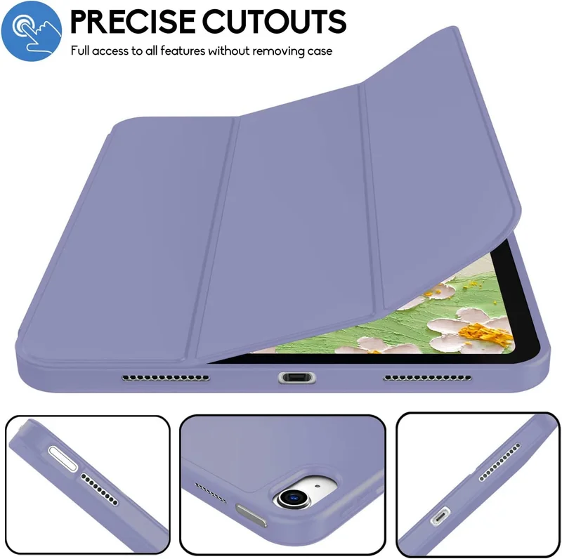 Bluepeak Blue Gray iPad (A16) 11th Generation, iPad 10.9 Inch with Pencil Holder, Soft TPU Back Slim Smart Protective Trifold Stand Cover, Auto Wake/Sleep, Blue Gray  | Best Price UAE