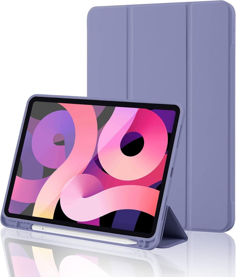 BluePeak iPad (A16) 11th Generation, iPad 10.9 Inch with Pencil Holder, Soft TPU Back Slim Smart Protective Trifold Stand Cover, Auto Wake/Sleep, Blue Gray - Image 1